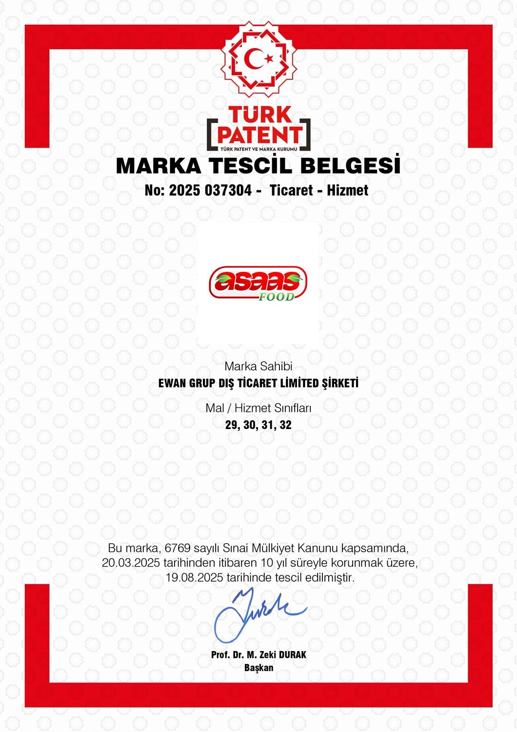 2025 037304 NO'LU ASAAS FOOD MARKA TESCİL BELGESİ-0